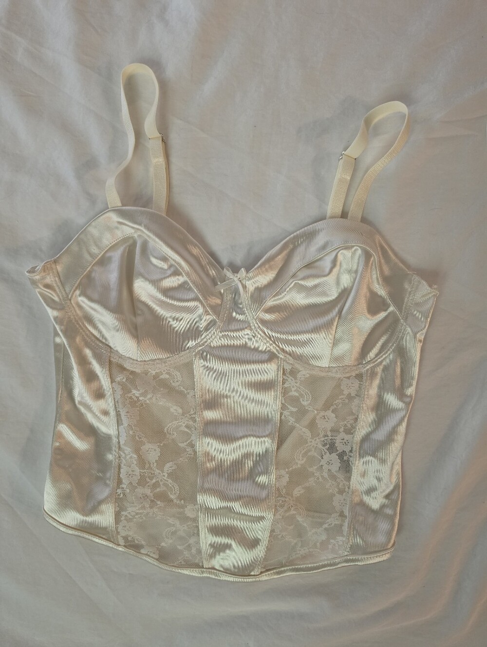 H&M Divided Cream Satin Lace Corset Top 2023 US Small Bustier Y2K Coquette